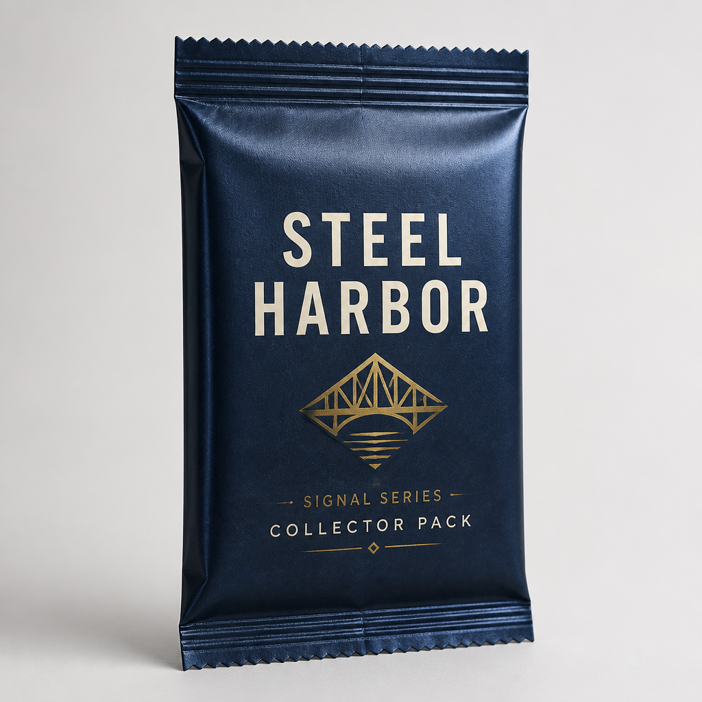 Steel Harbor Signal Series Year One Collector Pack standing in studio light